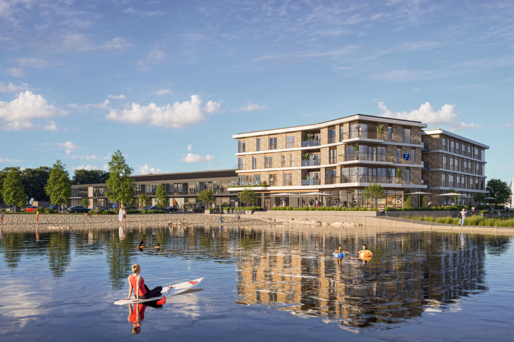 Vue panoramique sur la plage et l’eau depuis l’Hôtel Spakenburg 5